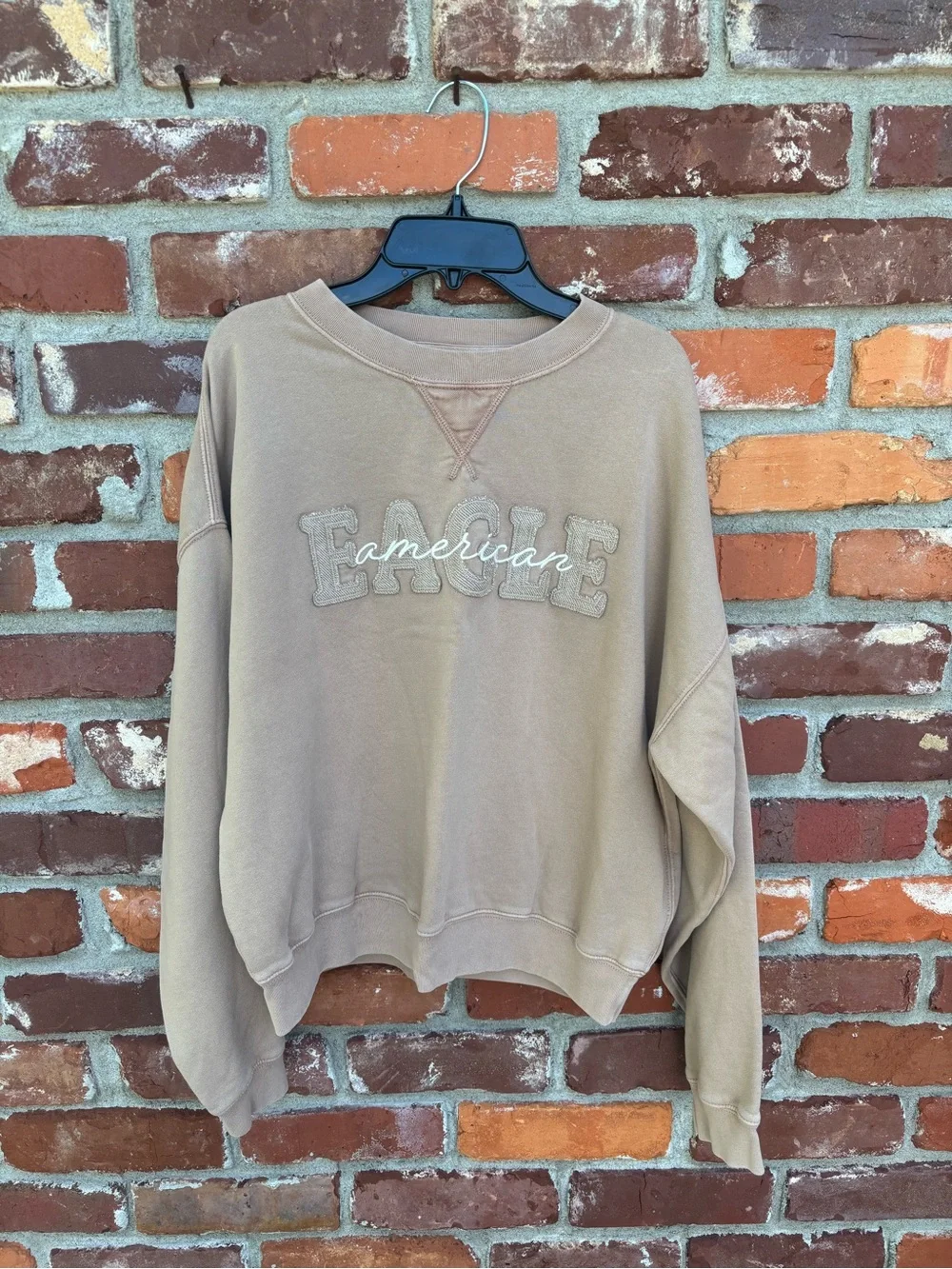 EUC American Eagle Outfitters Beige Logo Crewneck Sweatshirt